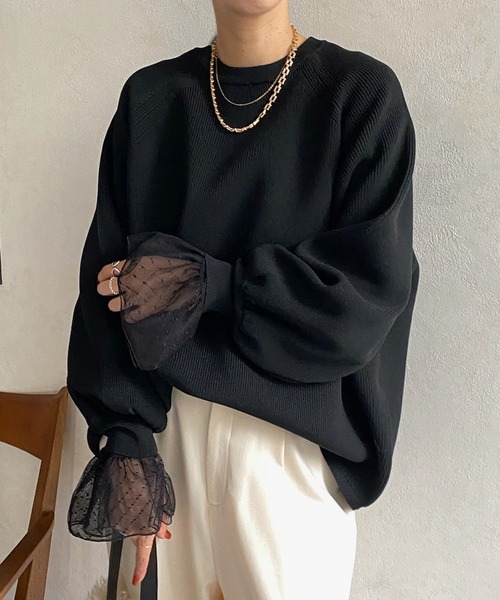 「DouDou」 長袖ニット FREE レッド レディース_画像4