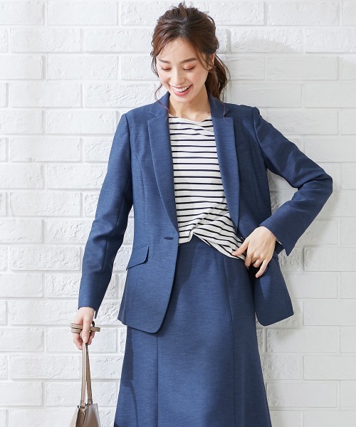 「7days Life Styling」 スカートスーツ 3L ブルー レディース_画像3