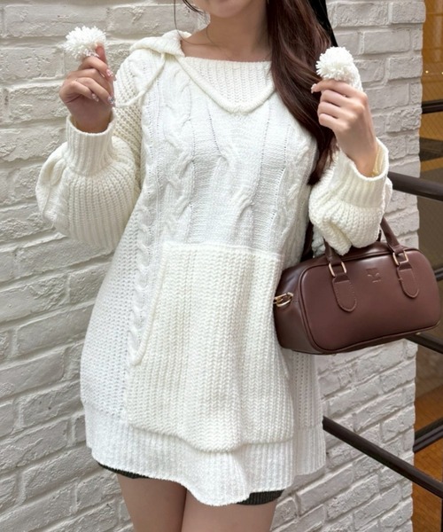 「continuer de NICE CLAUP」 ニットワンピース FREE アイボリー レディース_画像8
