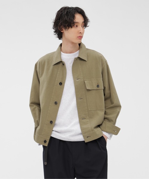 ブルゾン アウター BELGIAN LINEN COTTON PLAINWEAV メンズの画像