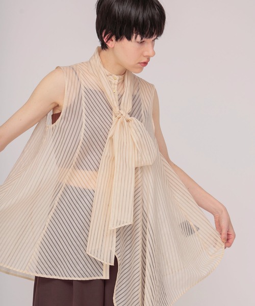 DRESSLAVE（ドレスレイブ） ブラウス シャツ sheer stripe bow tie 