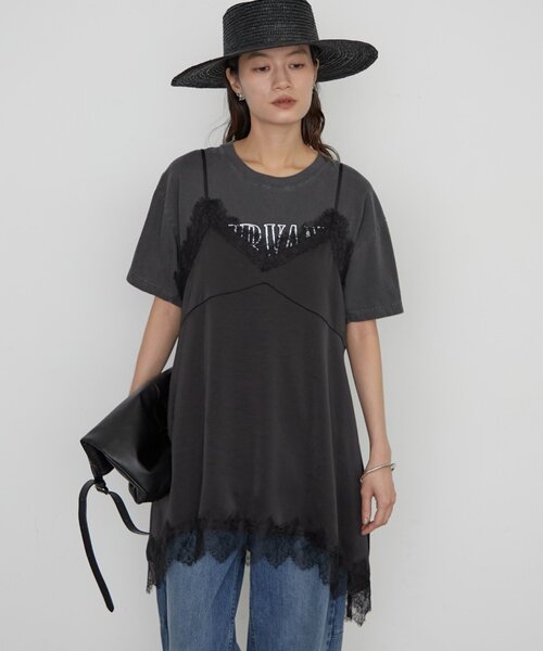 【新品未使用】ラウンジドレス　レースキャミ　ブラック Loungedress（ラウンジドレス） キャミソール レースキャミ : ZOZOTOWN