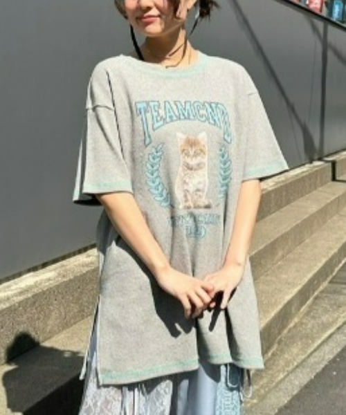 「Candy Stripper」 半袖カットソー 2 グレー レディース_画像2
