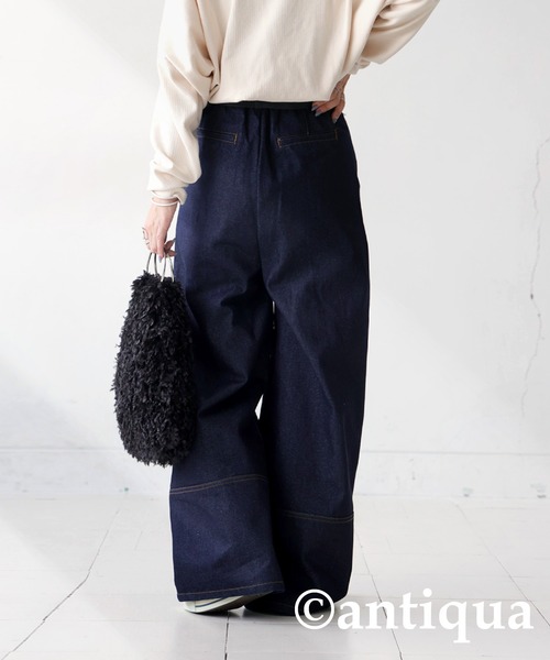 「antiqua」 デニムパンツ P インディゴブルー レディース_画像4