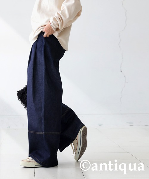 「antiqua」 デニムパンツ P インディゴブルー レディース_画像5