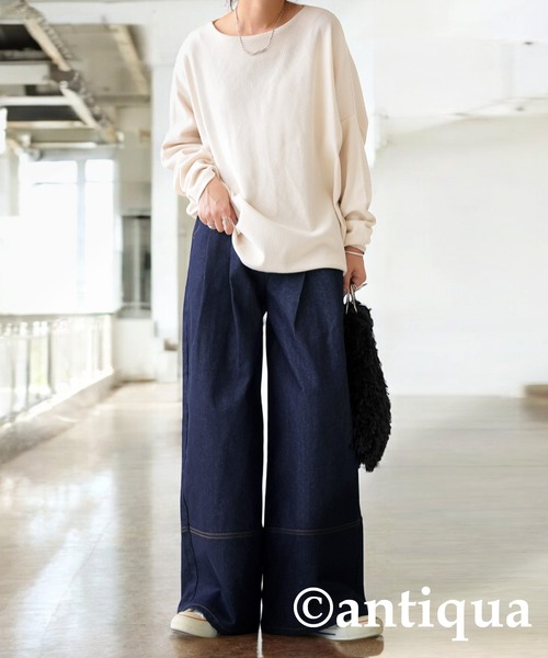 「antiqua」 デニムパンツ P インディゴブルー レディース_画像6