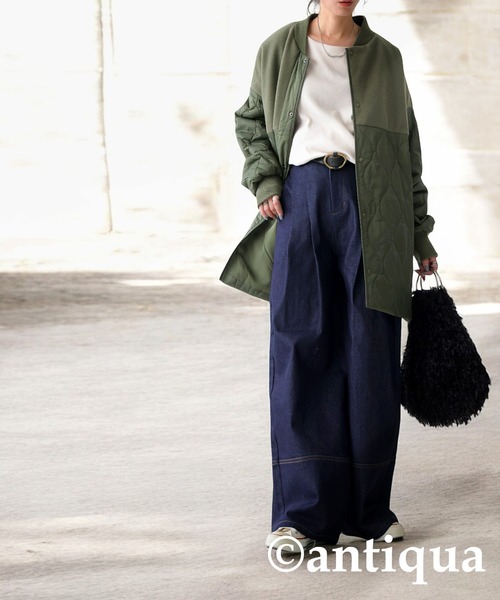 「antiqua」 デニムパンツ P インディゴブルー レディース_画像7