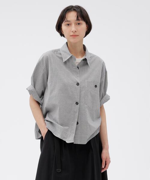 MHL.（エムエイチエル） ブラウス シャツ 半袖 TINY GINGHAM COTTON