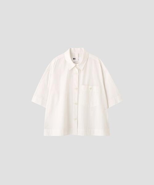 MHL.（エムエイチエル） ブラウス シャツ 半袖 TINY GINGHAM COTTON