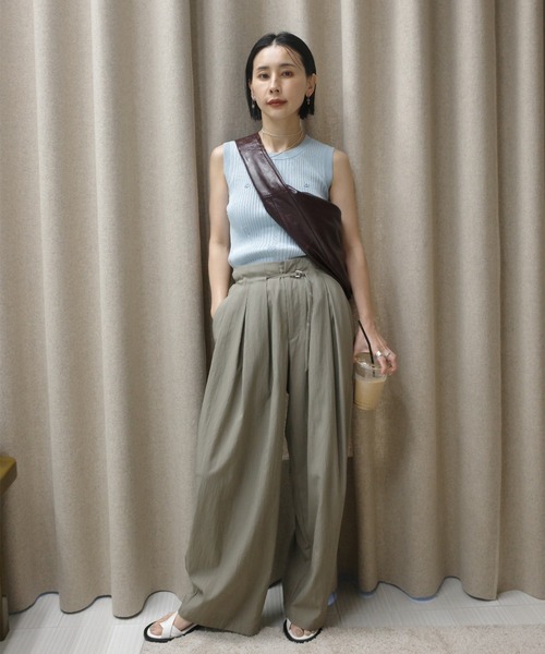 Ameri（アメリ） ワイドパンツ パンツ MEDI MULTI TUCK NARROW BELT
