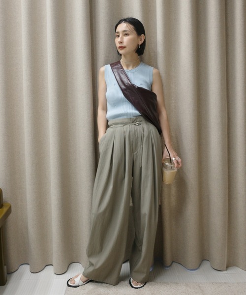 Ameri（アメリ） ワイドパンツ パンツ MEDI MULTI TUCK NARROW BELT