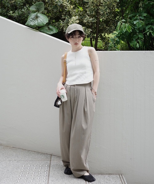 Ameri（アメリ） ワイドパンツ パンツ MEDI MULTI TUCK NARROW BELT