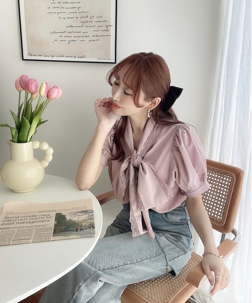 tocco closet ブラウス シャツ 「ZOZO限定」レースボウタイ