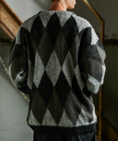 GORDON MILLER（ゴードンミラー） カーディガン ダイヤ柄シャギー