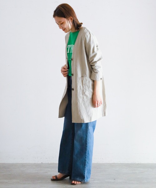 NOMBRE IMPAIR コート アウター フレンチリネン Vカラーコート