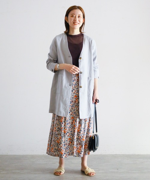 NOMBRE IMPAIR コート アウター フレンチリネン Vカラーコート