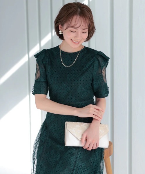 PREFERIR ドレス ドット シアーレース 結婚式 パーティー 同窓会