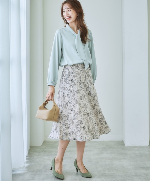新品47300円AustinREED花柄スカート 7days Life Styling スカートスーツ 花柄プリントフレアスカート