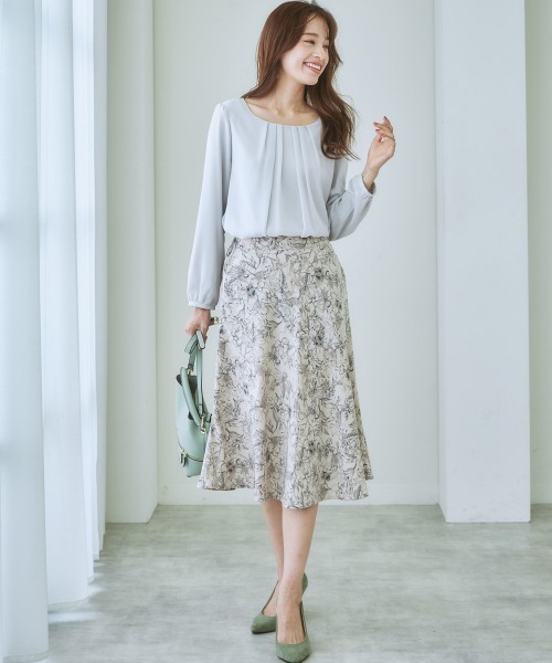 7days Life Styling スカートスーツ 花柄プリントフレアスカート