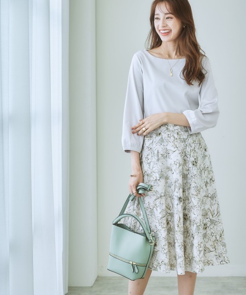 6月週末セール】ESCADA グリーン膝下タイトスカート 花柄