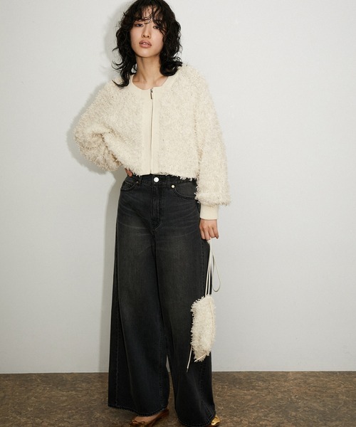 ADAM ET ROPE'（アダムエロペ） カーディガン フリンジニットブルゾン