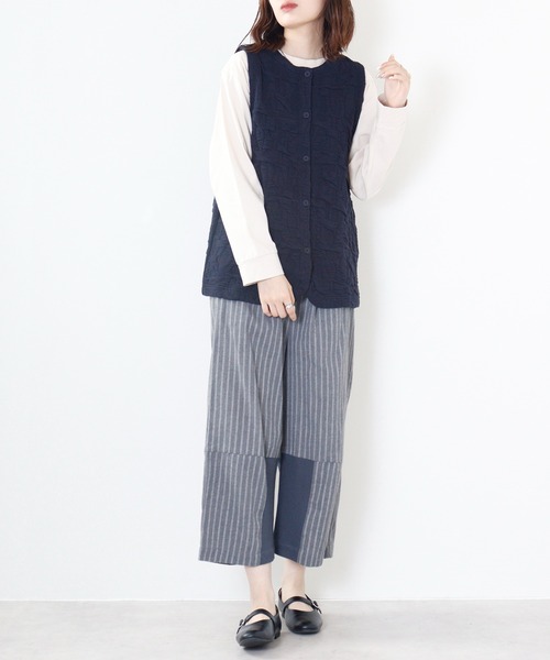 ベスト ジレ EMAGO ふくれジャガードベスト レディース Emago ベスト ジレ EMAGO ふくれジャガードベスト レディース