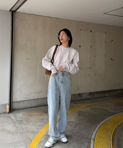 パール ルーズ デニムパンツ ワイドパンツ JOSE MOON ジーンズ デニム デニムパンツ WIDE DENIM PANTS with