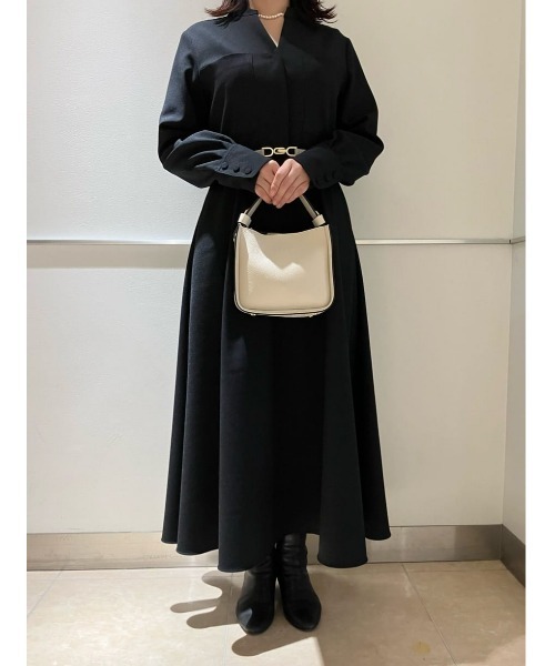 allurevilleアルアバイル（2）/青混/総柄/ひざ下丈/半袖/ワンピース タフタビッグボウワンピース|allureville OFFICIAL SITE