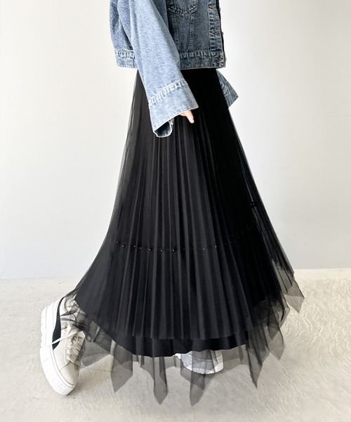 mily bilet スカート 「mily bilet」ふんわり大人フェミニン。パール