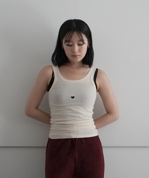 BASERANGE タンクトップ ノースリーブ HEART TANK レディース