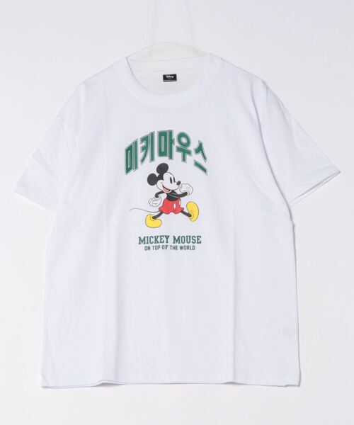 Disney tシャツ ミッキーハングルTシャツ レディース メンズ