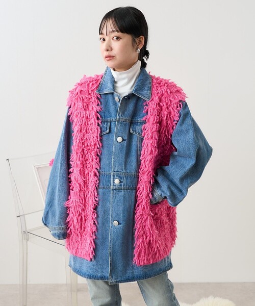 FREAK'S STORE ベスト ジレ フリンジニットベスト/ニットジレ