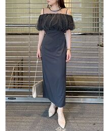 結婚式　2次会　ドレス　ラグナムーン　M ロングワンピース　お呼ばれ LAGUNAMOON（ラグナムーン） ドレス LADYシアーボレロレイヤード
