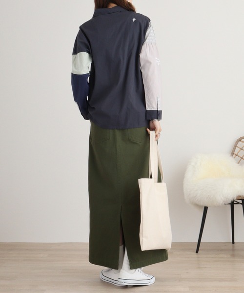 Emago ブラウス シャツ EMAGO 異素材切替えシャツ レディース