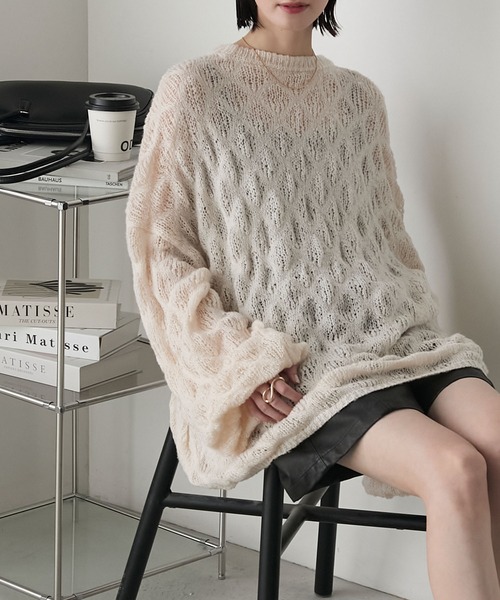 forte_forte 透かし編みニット　シルク　モヘア　カシミヤ forksy.（フォルクシー） ニット セーター 「forksy.」モヘアタッチ