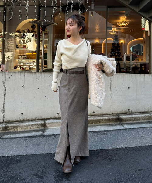 mystic ニット セーター 「8色展開」オフショルリブニット