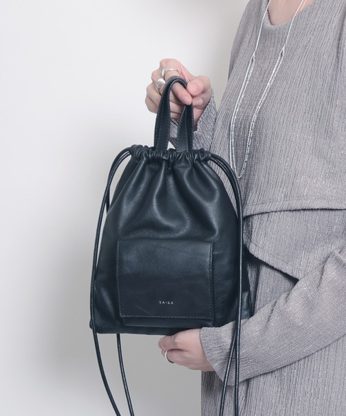 YArKA ハンドバッグ 「YArKA/ヤーカ」 real leather drawstring
