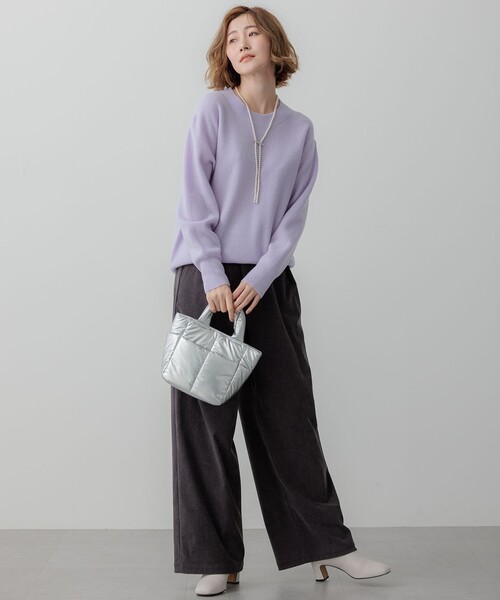 ニット セーター 「洗える」ウールカシミヤ クルーネック レディース