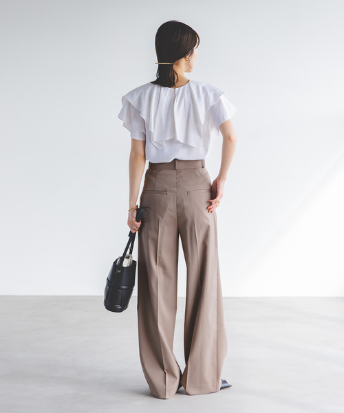 [6/23までの出品]nobleエステルツイルストレッチスラックスパンツ34 NOBLE スラックス パンツ 「追加」「洗える」エステルツイル