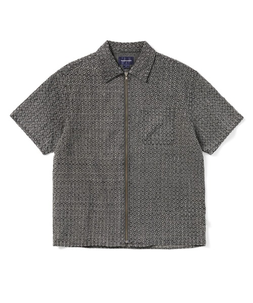 thisisneverthat シャツ Damaged Denim Zip S/S Shirt メンズ