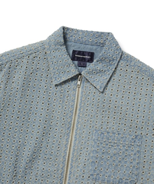 ジャケット・アウター Damaged Denim Shirt thisisneverthat Washed Denim Zip S/S Shirt - thisisneverthat®