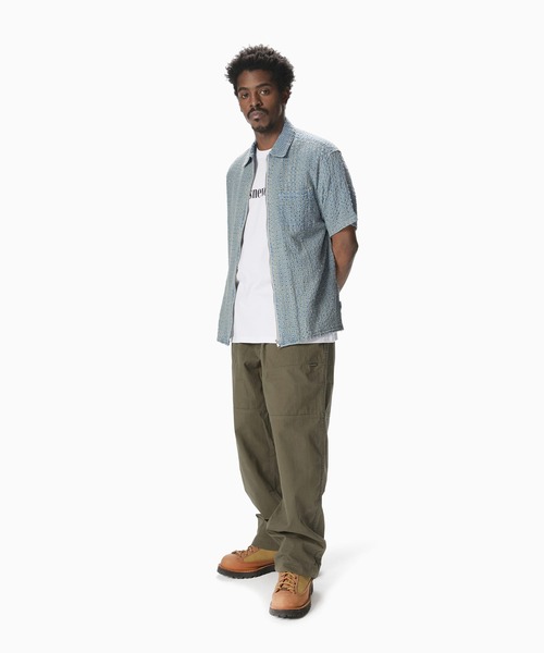 thisisneverthat シャツ Damaged Denim Zip S/S Shirt メンズ