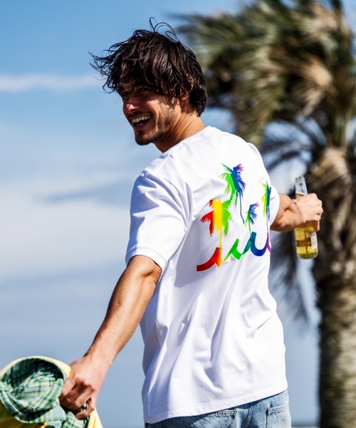 完売前に【muta MARINE】レインボーパームツリー Tシャツ muta MARINE tシャツ MARINE/ムータ マリン/別注レインボー