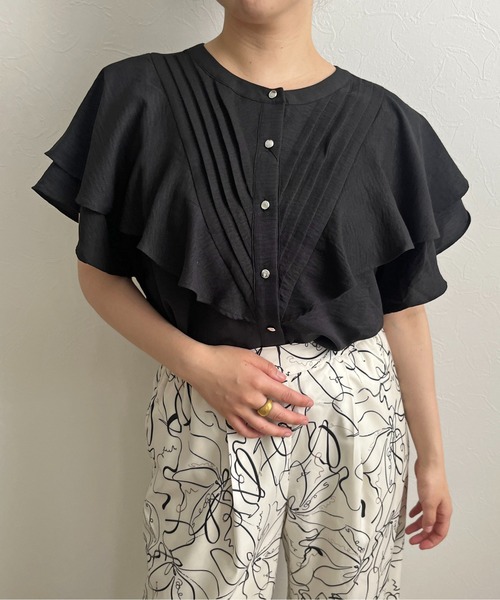 ブラウス シャツ 前後2way  フリルブラウス レディース