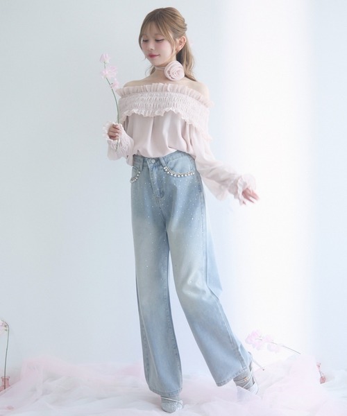 TITTY＆CO. ブラウス シャツ シャーリングフリルオフショル