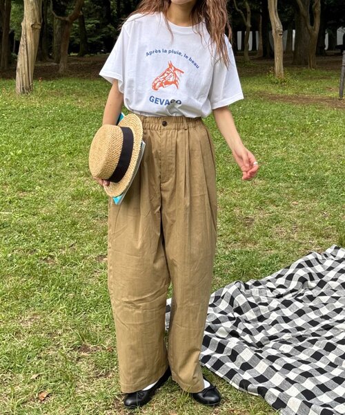 tシャツ 「GEVACO」グラフィック半袖ワッフルリンガーTEE レディース メンズ セール】【GEVACO】グラフィック半袖ワッフルリンガーTEE（T
