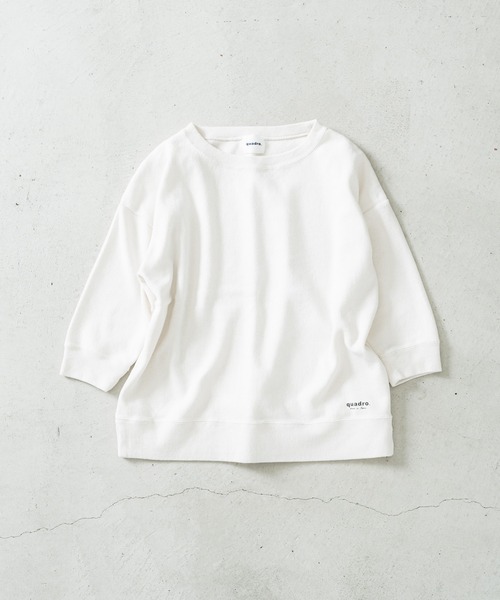 tシャツ Wジャガード7分袖クルーネックプルオーバー レディース