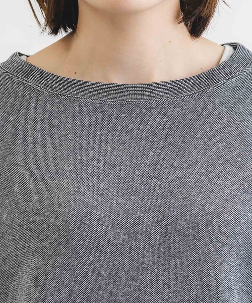 tシャツ Wジャガード7分袖クルーネックプルオーバー レディース quadro tシャツ Wジャガード7分袖クルーネックプルオーバー