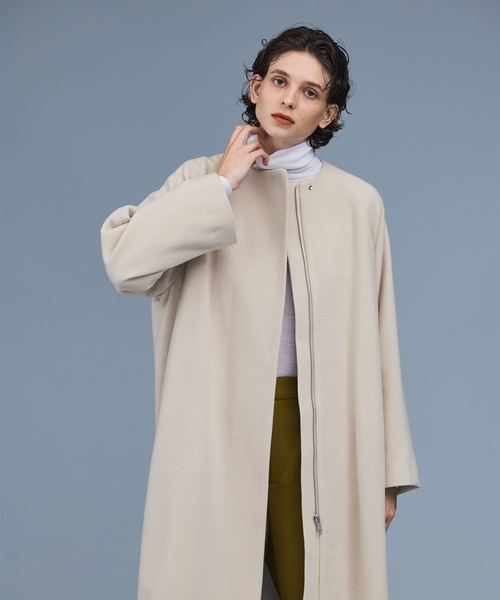 「N.O.R.C」 ノーカラーコート M アイボリー レディース_画像2