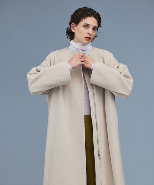 「N.O.R.C」 ノーカラーコート M アイボリー レディース_画像3